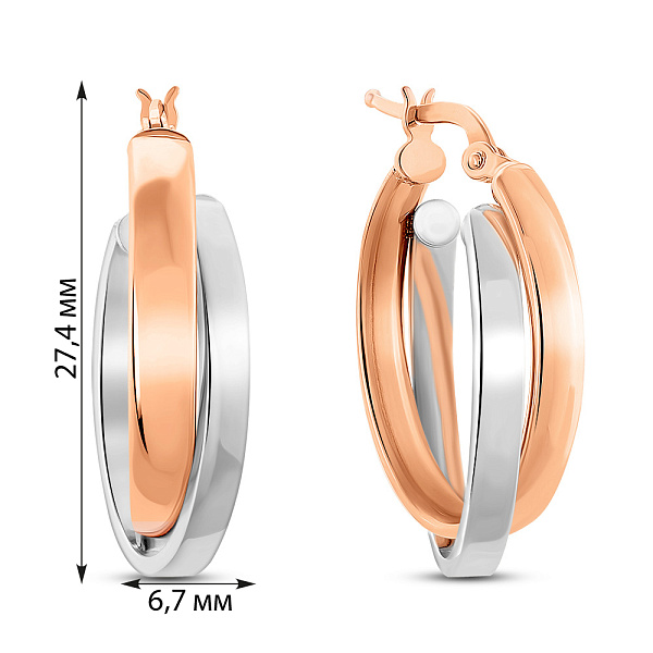Сережки з червоного та білого золота (арт. 105722/25кб) – зображення 5