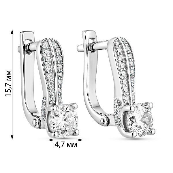 Серьги из белого золота с фианитами (арт. 110452б) – изображение 4