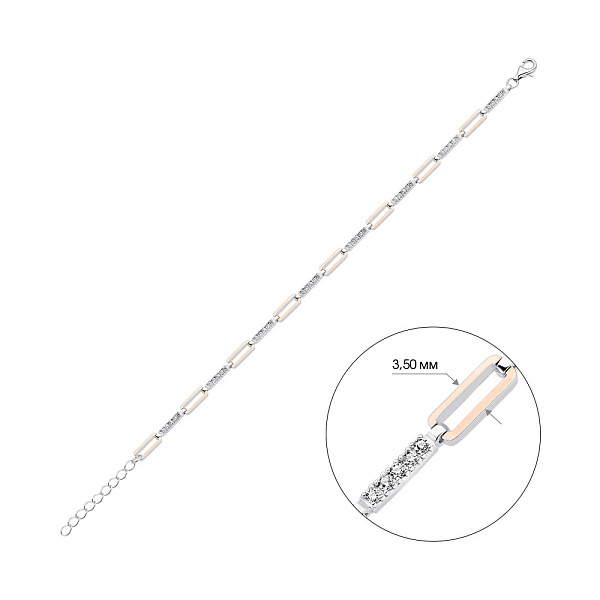 Браслет из серебра с золотыми накладками (арт. 7209/1009Бр) – изображение 2
