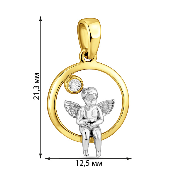 Підвіска з комбінованого золота з фіанітом (арт. 440620ж) – зображення 2