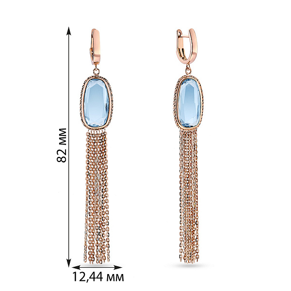 Золотые серьги-подвески с кварцем (арт. 107604Пкг) – изображение 2