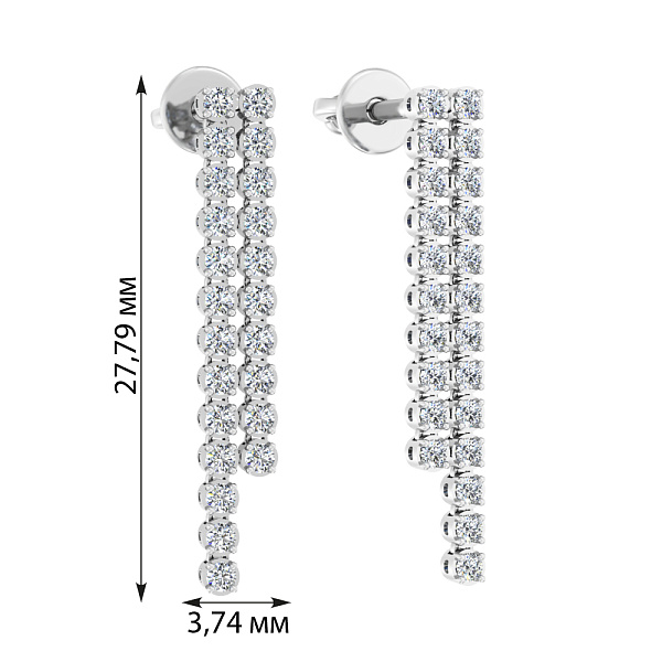 Сережки-пусети з білого золота з діамантами (арт. Т011567060б) – зображення 5