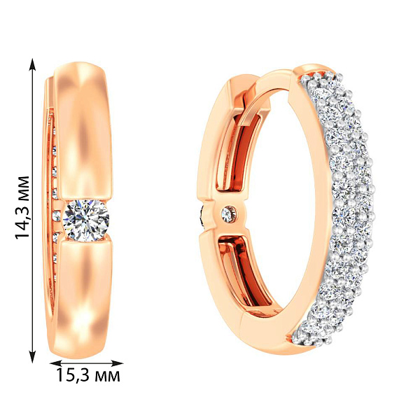 Двусторонние серьги из золота с фианитами (арт. 111163) – изображение 5