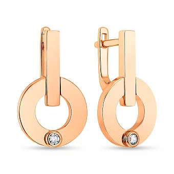 Сережки з червоного золота з фіанітами (арт. 108318)