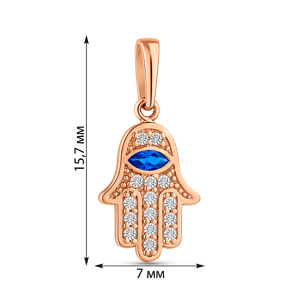 Подвес Хамса из золота с синим и белыми фианитами (арт. 440725с) – изображение 3