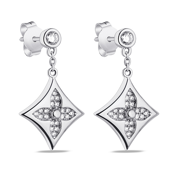 Серебряные серьги-пусеты с подвеской (арт. 7518/6431) – изображение 1