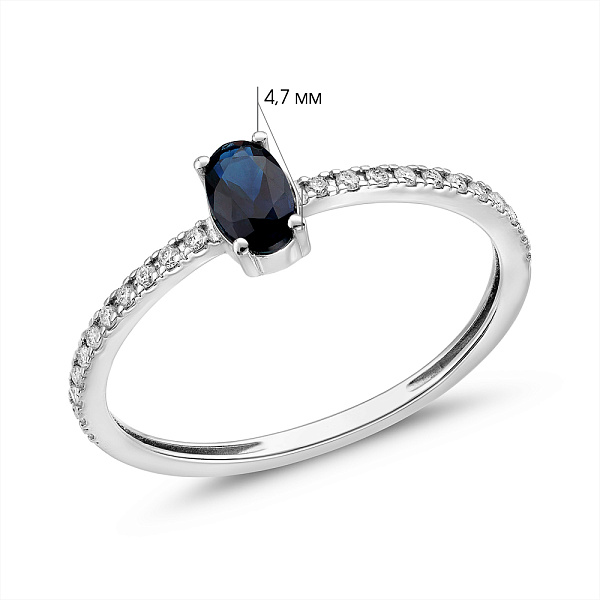 Золотое кольцо с сапфиром и бриллиантами (арт. К011764бс) – изображение 4