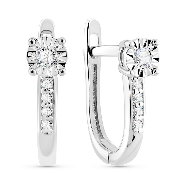 Сережки з білого золота з діамантами (арт. С011807010б) – зображення 1