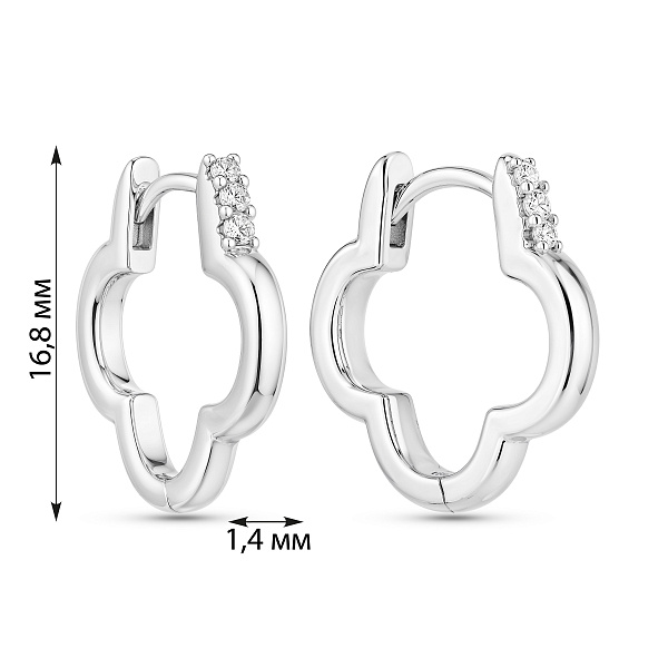 Серебряные серьги в форме клевера с фианитами (арт. 7502/10356) – изображение 2