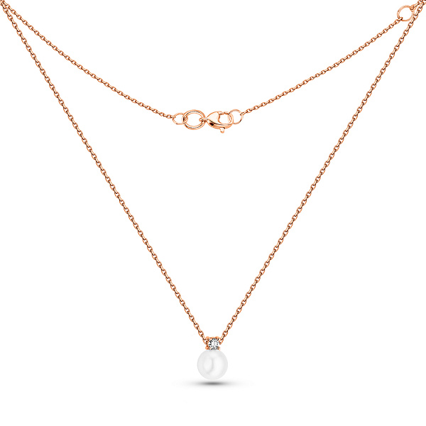 Золотое колье с бриллиантом и жемчугом (арт. 7109968201) – изображение 2