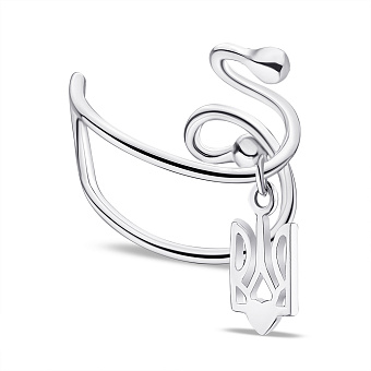 Фото Серебряная сережка-каффа Герб Украины-Трезубец (арт. 7502/С2/281)