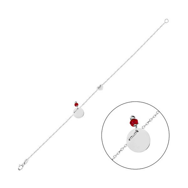 Браслет «Монета» з білого золота з фіанітом (арт. 322832бк) – зображення 1