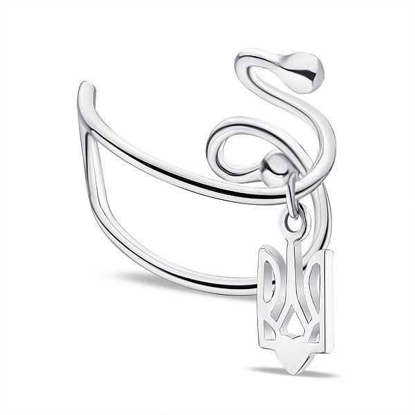 Серебряная сережка-каффа Герб Украины-Трезубец (арт. 7502/С2/281) – изображение 1