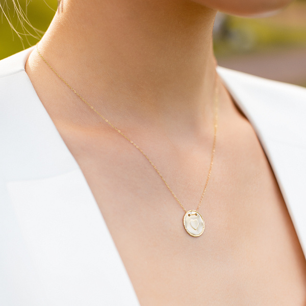 Золотое колье "Сердце" в желтом цвете металла (арт. 352207/15ж) – изображение 3