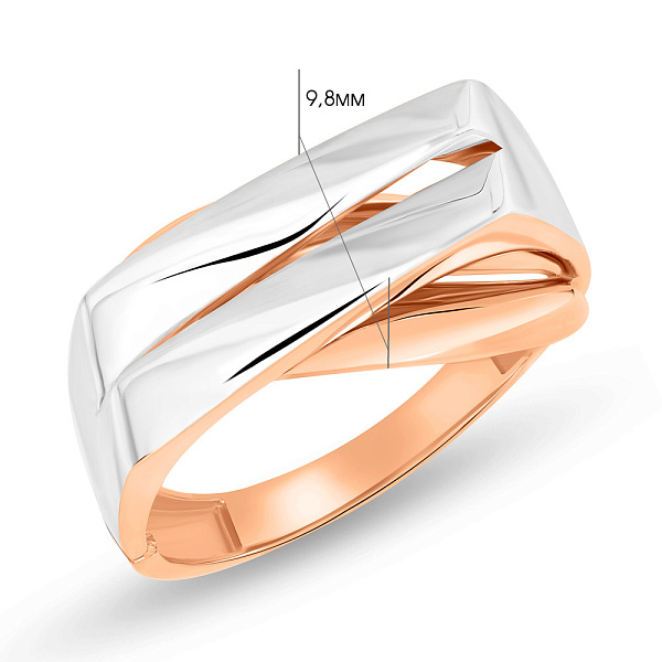 Кольцо из комбинированного золота без камней (арт. 155526кб) – изображение 2