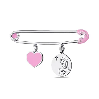 Дитяча срібна шпилька з підвісками і з рожевою емаллю (арт. 7511/152ер)