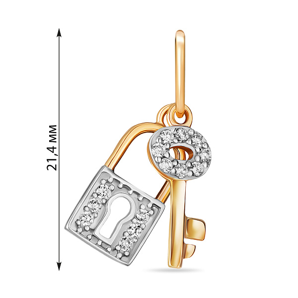 Кулон золотой Ключик с замочком с фианитами (арт. 422400) – изображение 2
