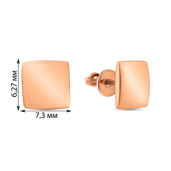 Сережки-пусети з червоного золота (арт. 107229) – зображення 3