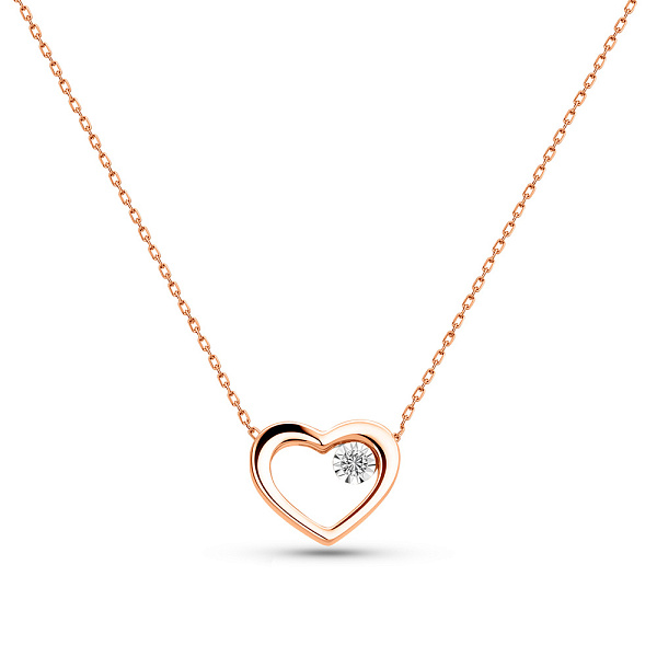 Колье Сердце из золота с бриллиантом (арт. Ц011293) – изображение 3