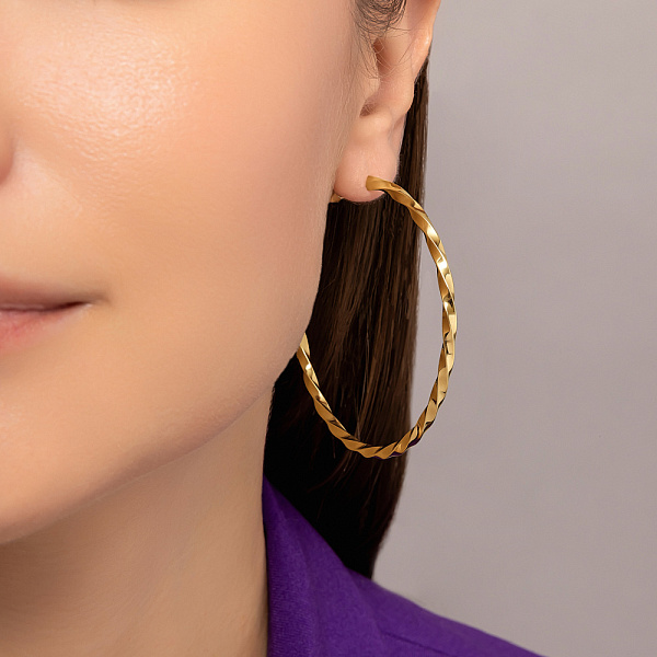 Золотые серьги-кольца без камней (арт. 108452/60ж) – изображение 2