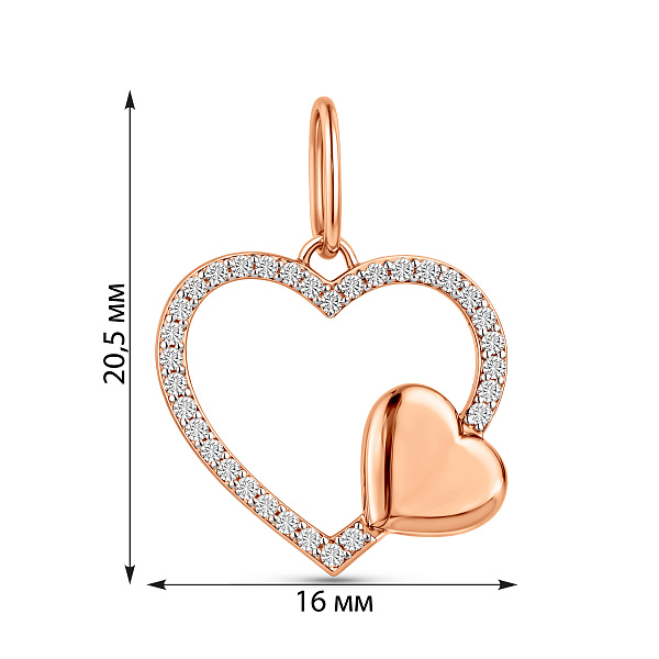 Золотая подвеска Сердечко с фианитами (арт. 440963) – изображение 3