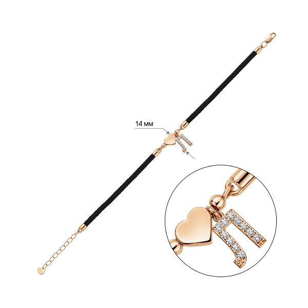 Браслет на нити с золотыми вставками (арт. 340138ч) – изображение 2