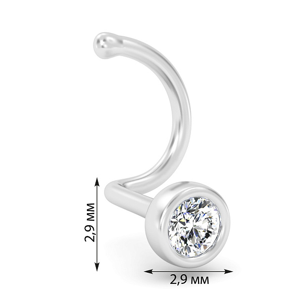 Золотой пирсинг в нос с бриллиантом (арт. Н011825005б) – изображение 2
