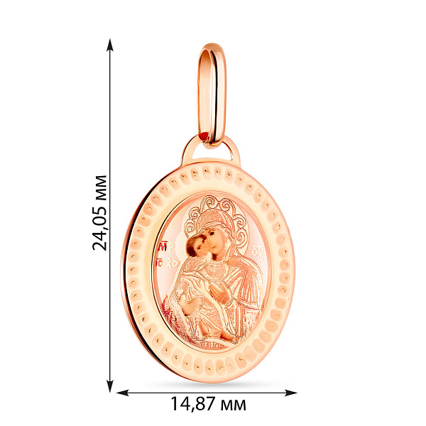 Ладанка из золота Матерь Божия Владимирская (арт. 421273В) – изображение 2