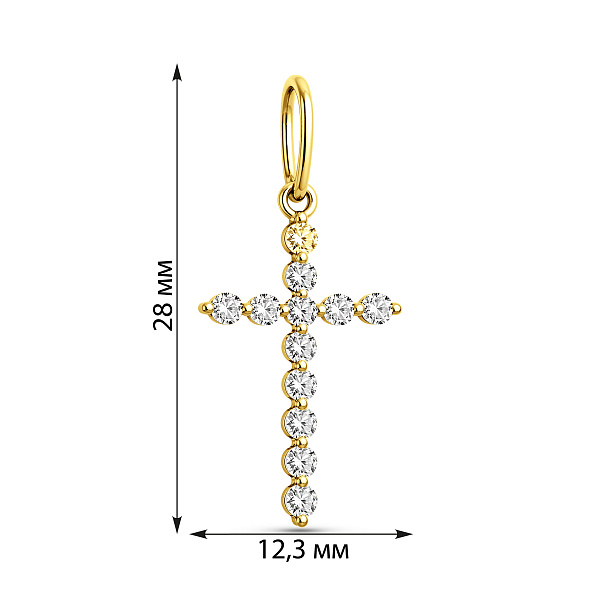 Золотий хрестик з фіанітами (арт. 440543ж) – зображення 2