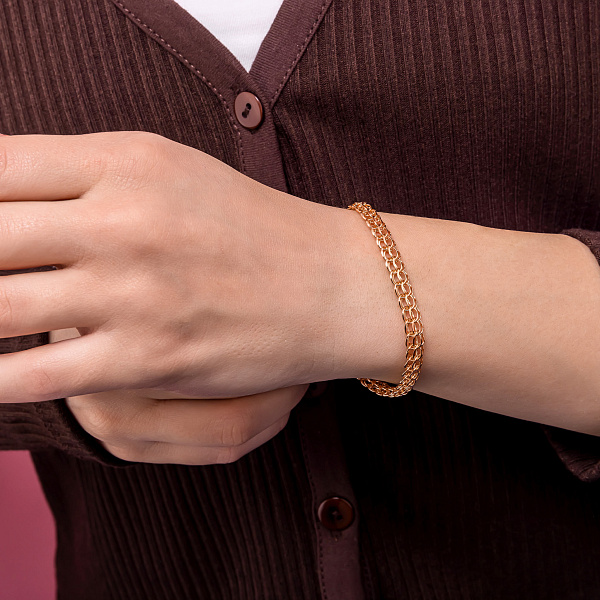 Золотой цепочный браслет плетения Кардинал (арт. ц315607) – изображение 4