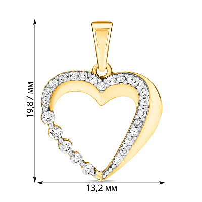 Подвеска «Сердце» из желтого золота с фианитами (арт. 421743ж)
