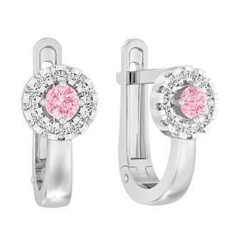 Фото Сережки детские из белого золота с фианитами (арт. 110614бр)