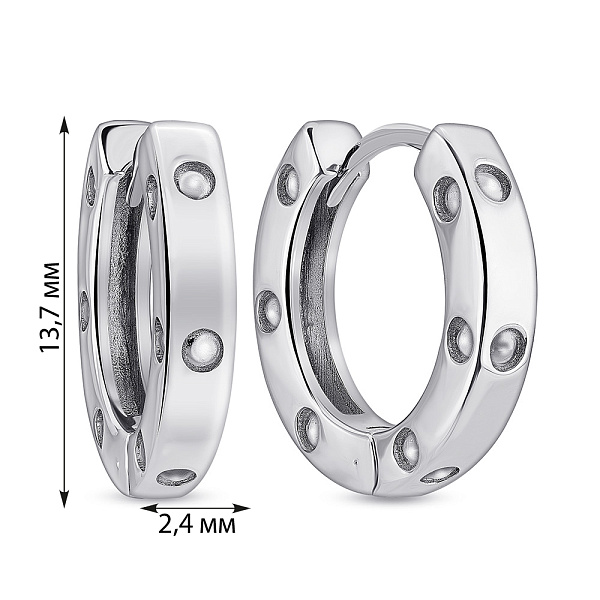 Серьги-кольца из серебра без камней (арт. 7502/9867/15) – изображение 2