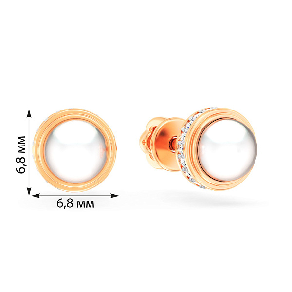 Золотые серьги-пусеты с жемчугом (арт. 110989) – изображение 3