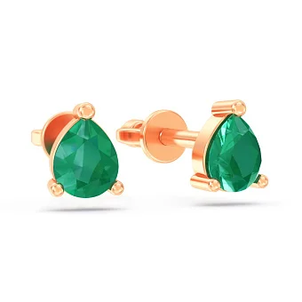 Золотые пусеты с изумрудом (арт. 110029Пи)