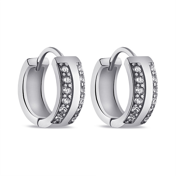 Серебряные серьги-кольца с дорожкой из фианитов (арт. 7502/9490) – изображение 1