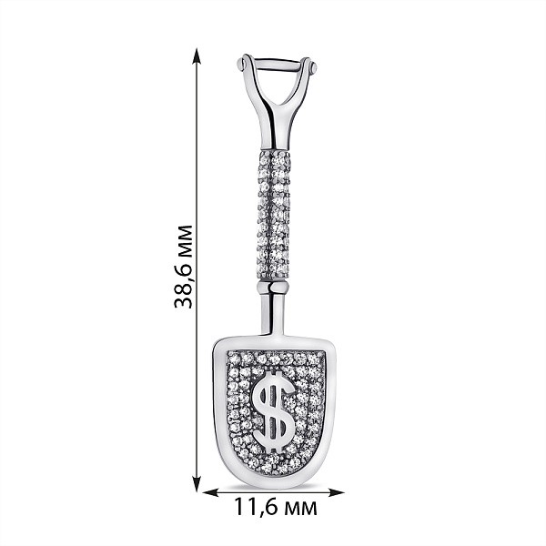 Срібний сувенір Лопата-загребушка з фіанітами (арт. 7520/П2Ф/1002) – зображення 2