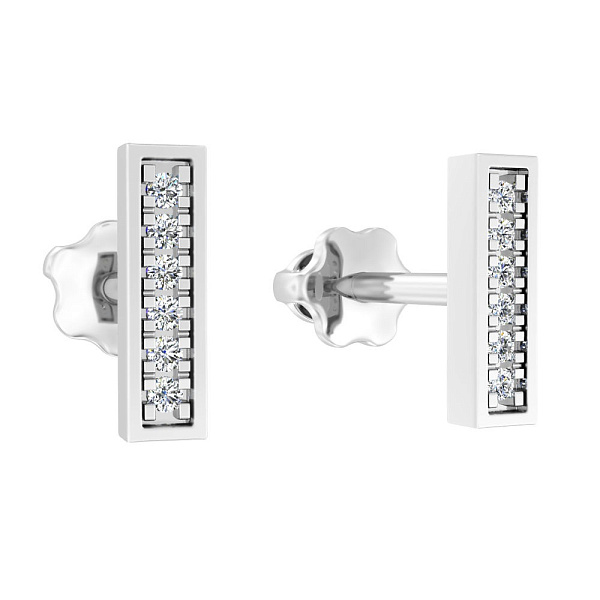 Сережки-пусети з білого золота з діамантами (арт. Т011136005б) – зображення 1