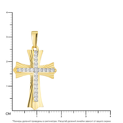 Хрестик з жовтого золота з фіанітами (арт. 443852ж)