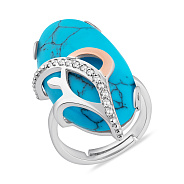 Серебряное кольцо с бирюзой и фианитами (арт. 7201/047Бкю)