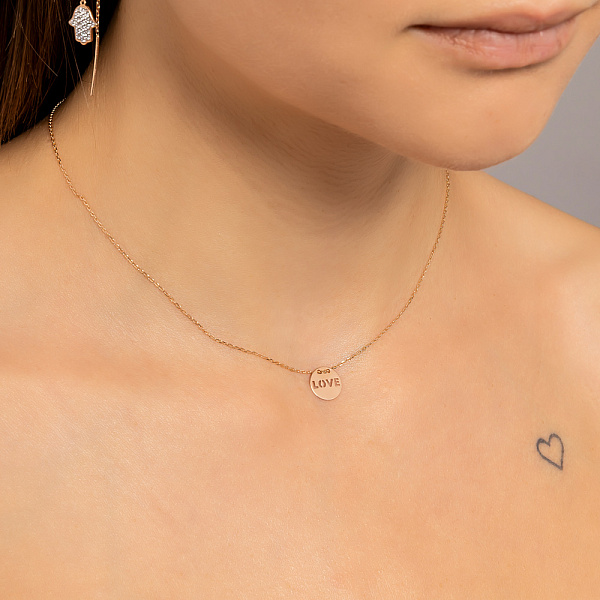 Золотое колье Love без камней (арт. 360204) – изображение 4