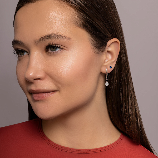 Золоті сережки пусети з сапфіром (арт. Т011089бс) – зображення 5