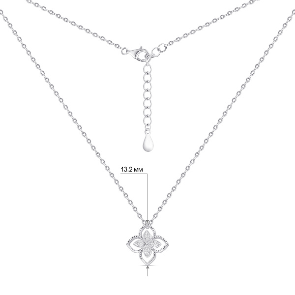 Серебряное колье Цветок с фианитами (арт. 7507/2376/15) – изображение 3