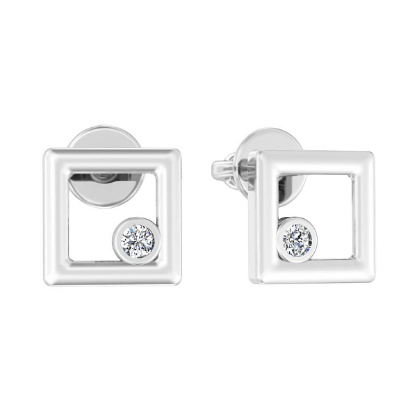 Пусеты из белого золота с бриллиантами  (арт. Т011369005б) – изображение 1