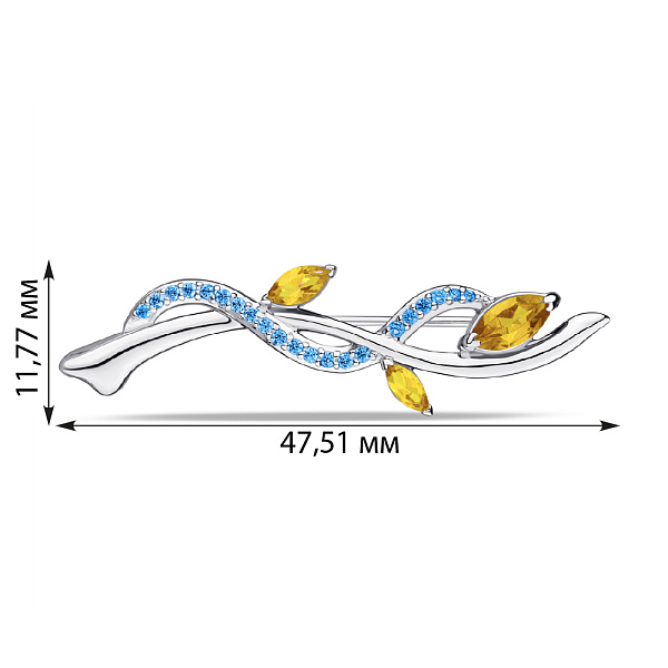 Срібна брошка з альпінітами (арт. 7505/583асжбп) – зображення 2