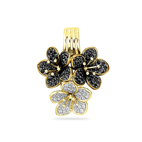 Золотая подвеска с черными и белыми фианитами (арт. 421340жч) – изображение 1