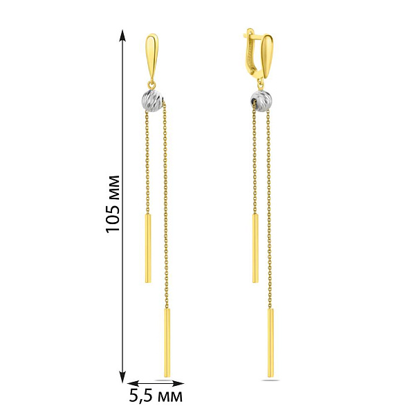 Золоті сережки з підвісками (арт. 107156ж) – зображення 2