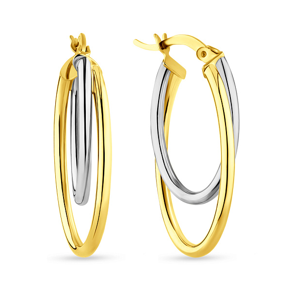 Серьги из желтого и белого золота (арт. 1091108/30жб) – изображение 1