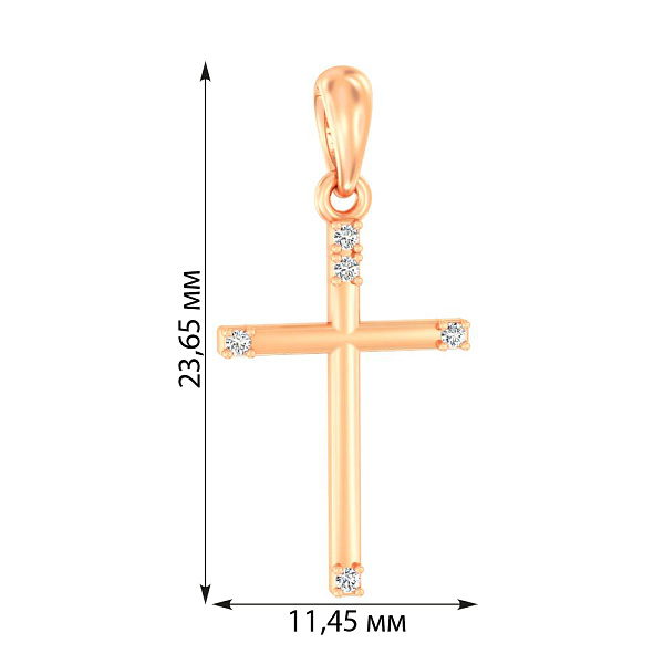 Крестик из красного золота с бриллиантами (арт. П011383005) – изображение 3
