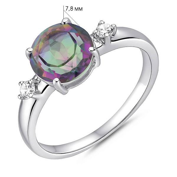 Срібна каблучка з топазом і фіанітами (арт. 7501/2025825Пмст) – зображення 2